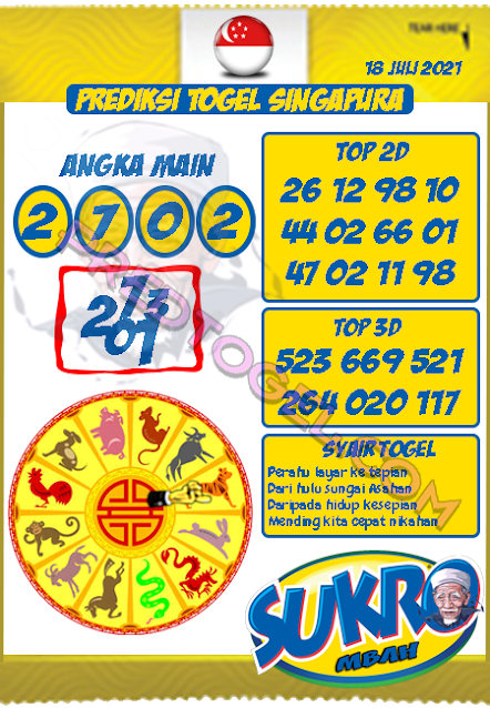 Bocoran Syair Sgp Togel Hari Ini Minggu 18 07 2021
