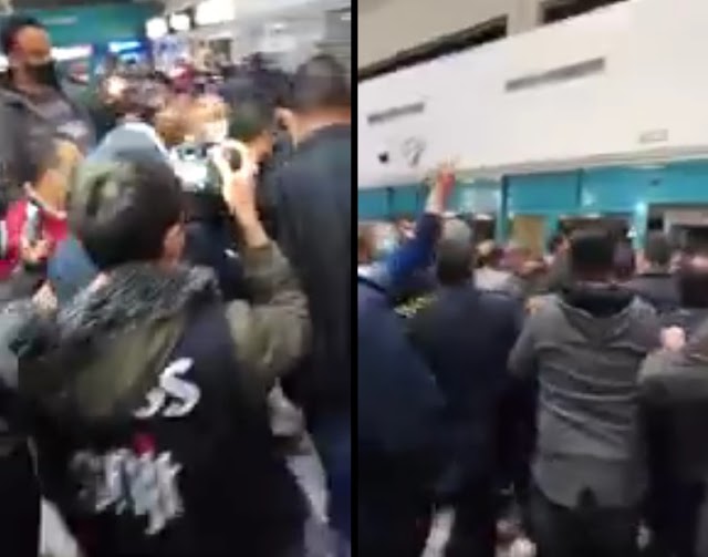 شاهد فيديو عملية طرد النائب سيف الدين مخلوف ونواب الكرامة من المطار من قبل أعداد كبيرة من الأمنيين
