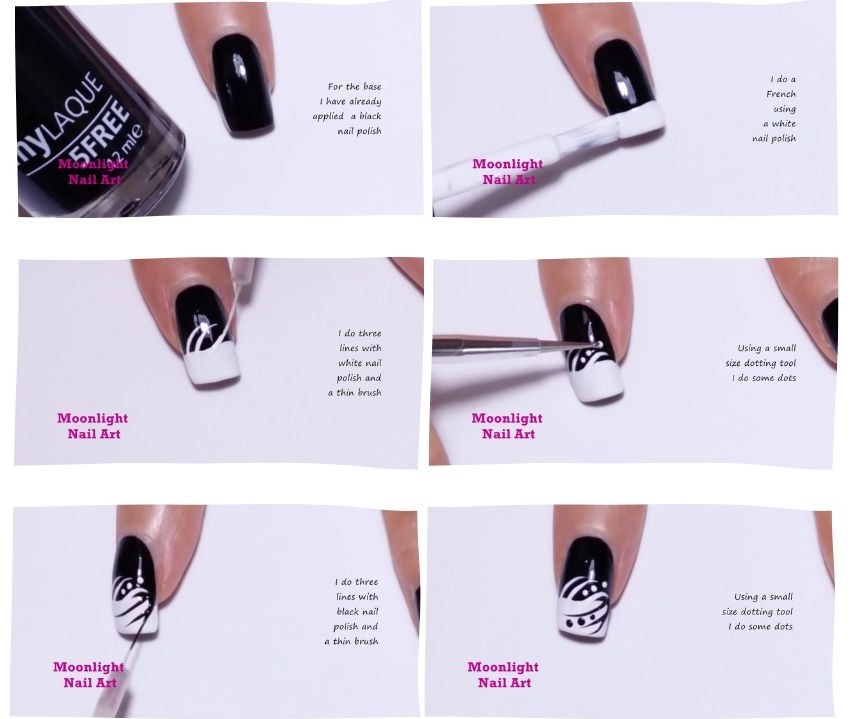 easy black and white nail art