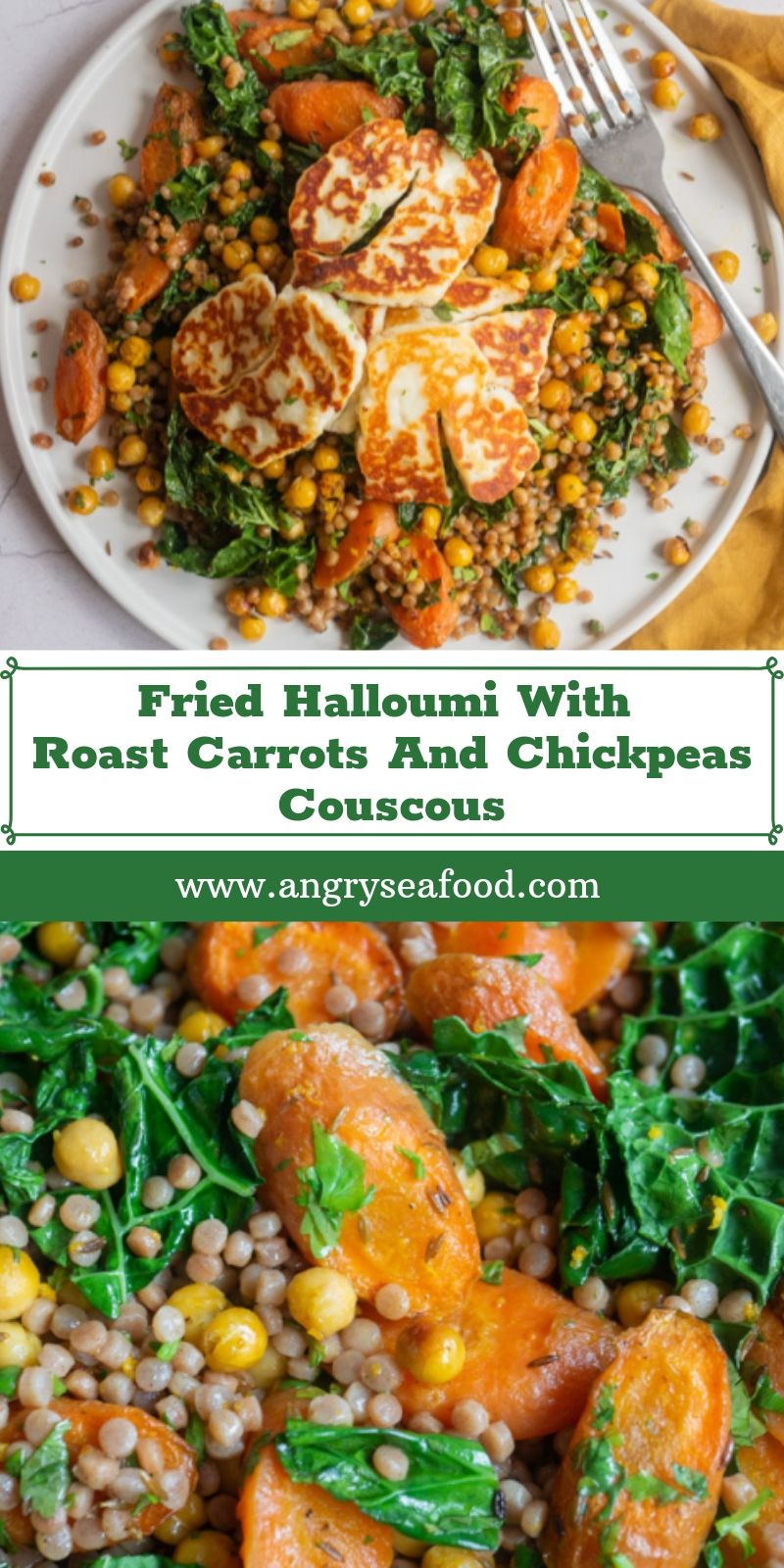 Fried Halloumi With Roast Carrots And Chickpeas Couscous Fried Halloumi With Roast Carrots And Chickpeas Couscous