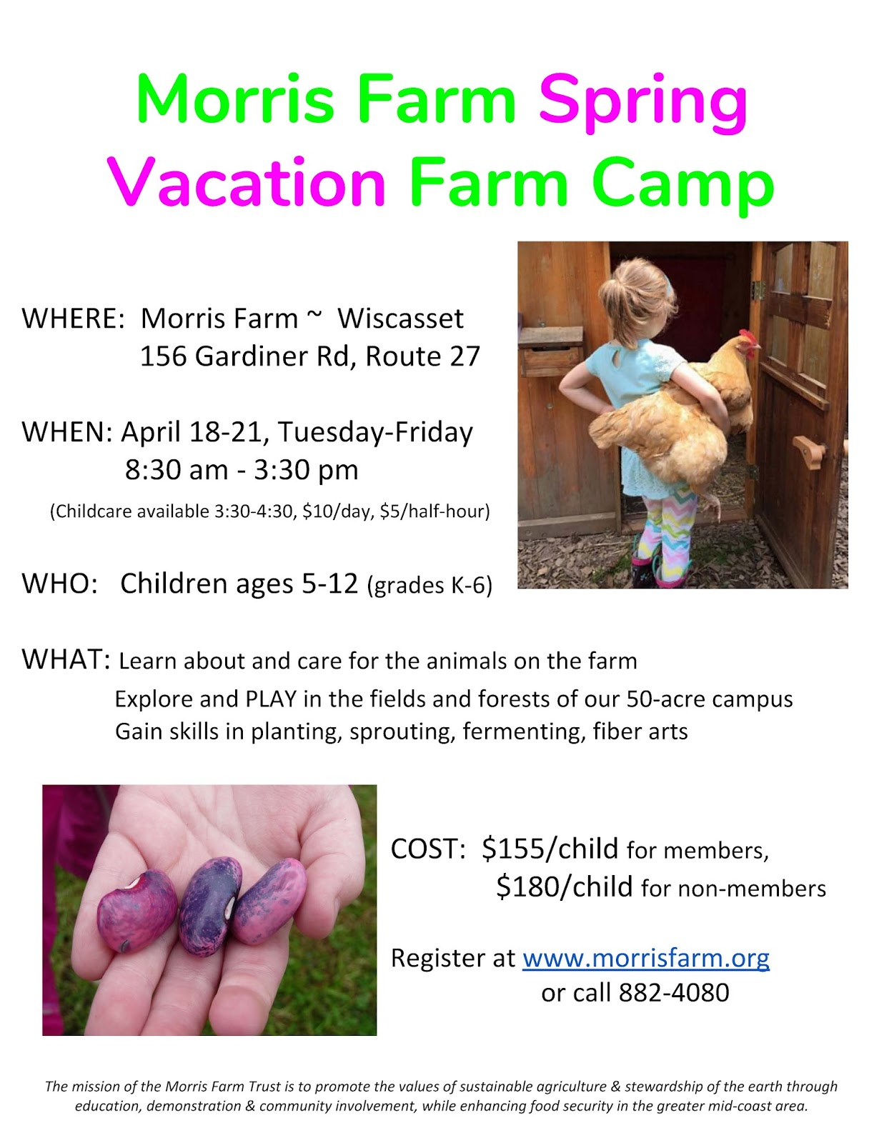 Community Info for Families April Camp