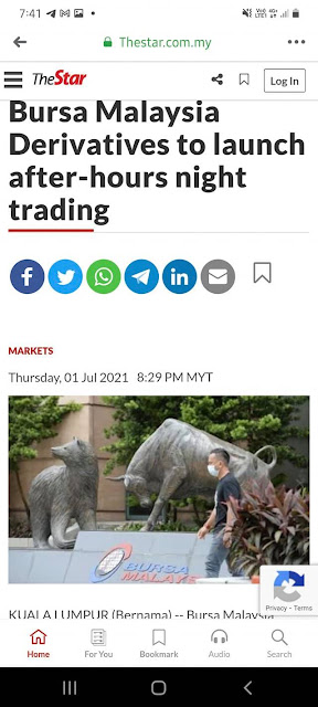 Bursa Malaysia akan buat night trading sesi bagi product sawit ini bermula suku tahun ke 4