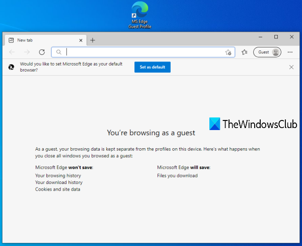 crear acceso directo de perfil de invitado para Microsoft Edge