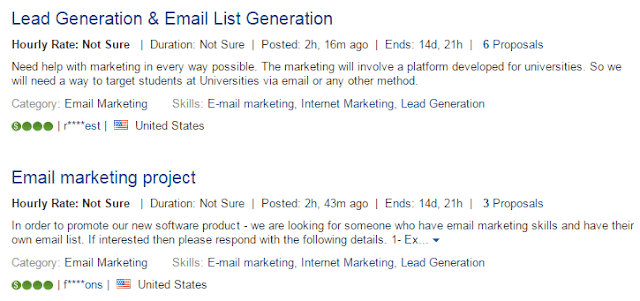 Finding email marketing jobs on freelance sites