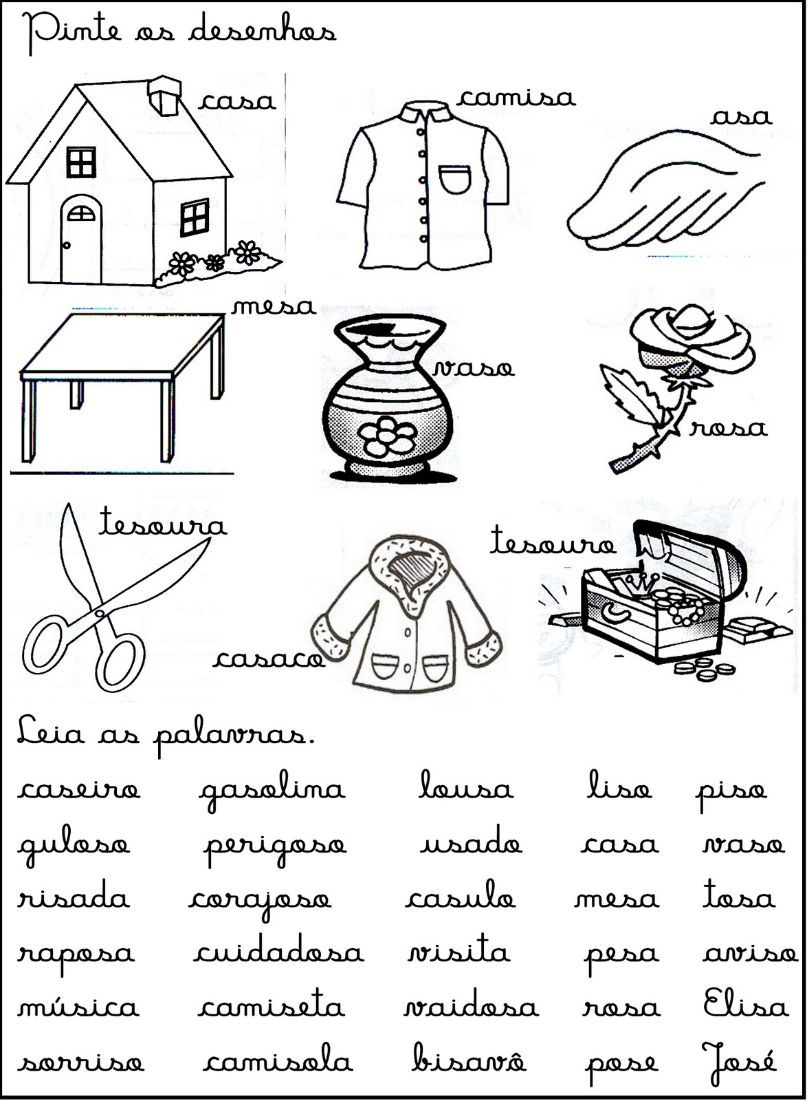 Rosearts Atividades para imprimir S entre