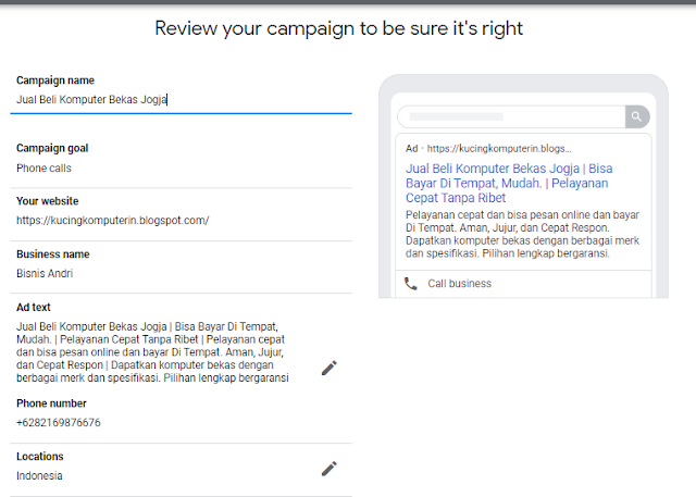 Tampilan Review Iklan Google Tampilan Review Iklan Google
