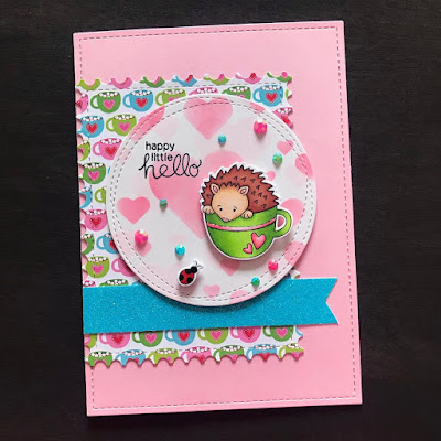 Happy little hello by Amy T. features Hedgehog Hollow, Framework, and Bokeh Hearts by Newton's Nook Designs; #newtonsnook