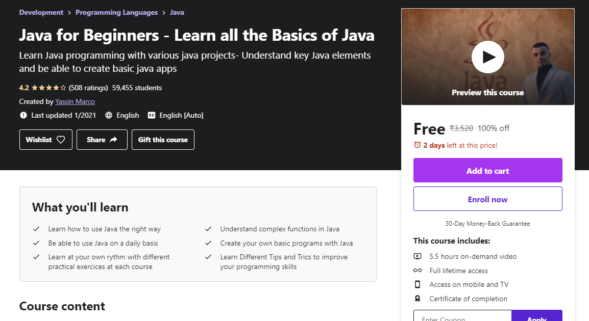 Java for Beginners - Learn all the Basics of Java