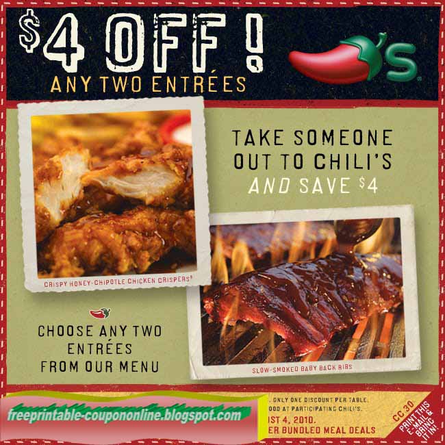 Printable Coupons 2025 Chili's Coupons