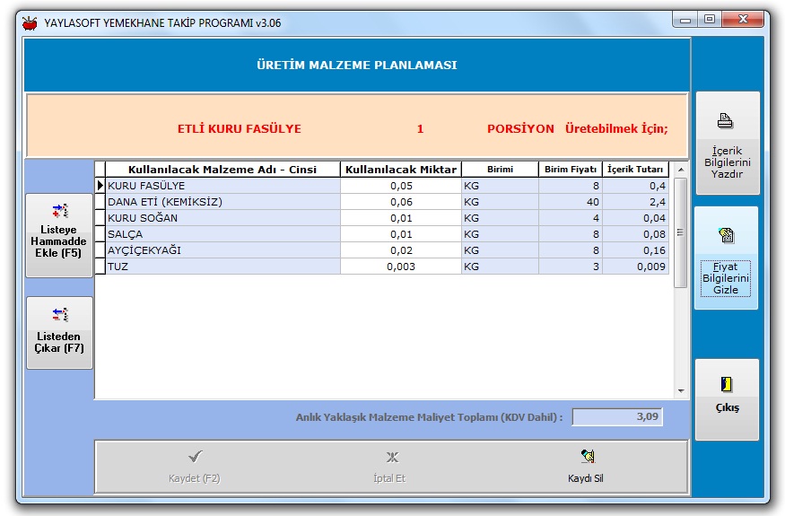 Yaylasoft Ticari Program Muhasebe Programlari Yaylasoft Hazir Yemek Uretim Takip Programi En Iyi Yemekhane Programlari