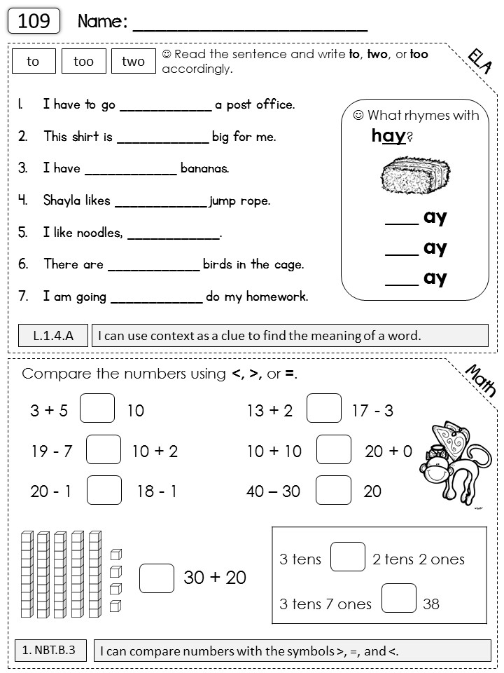 Homework For 1st Graders