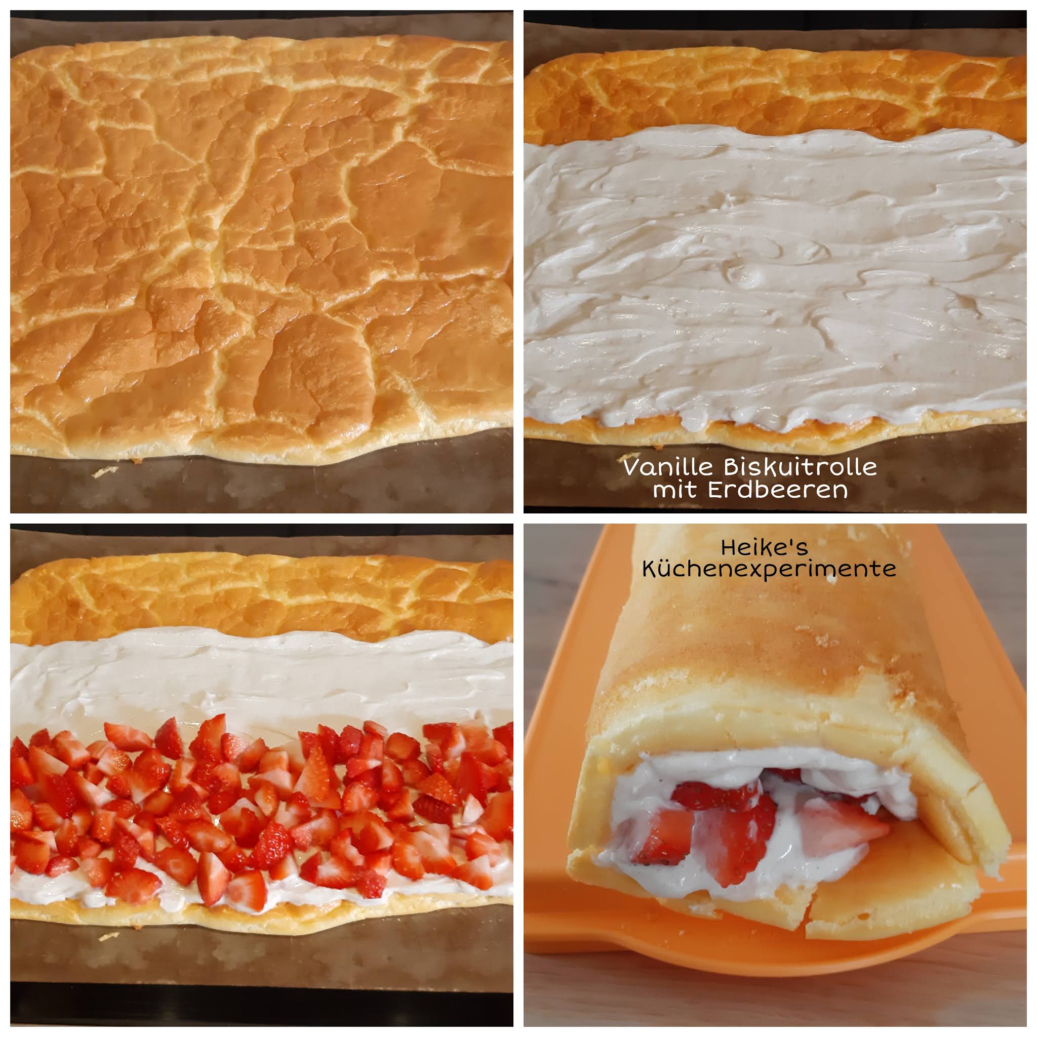 Heike&amp;#39;s Küchenexperimente ☆☆☆: Vanille Biskuitrolle mit Erdbeeren