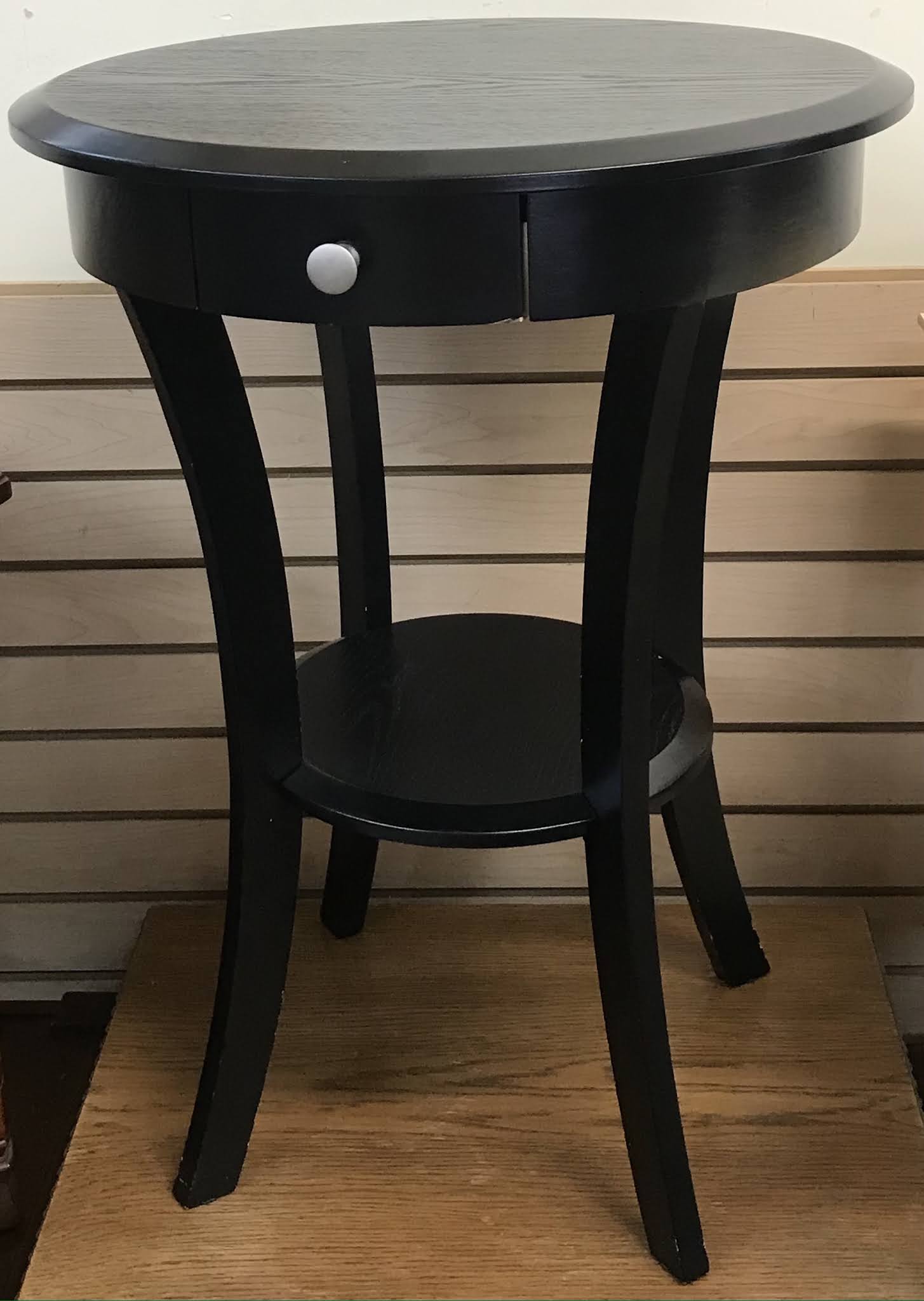 Uhuru Furniture & Collectibles: #478637 Pair of Black Round 1-Drawer