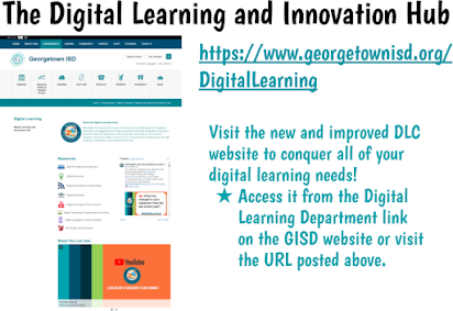 Graphic and information for homepage of the Digital Learning and Innovation Hub website
