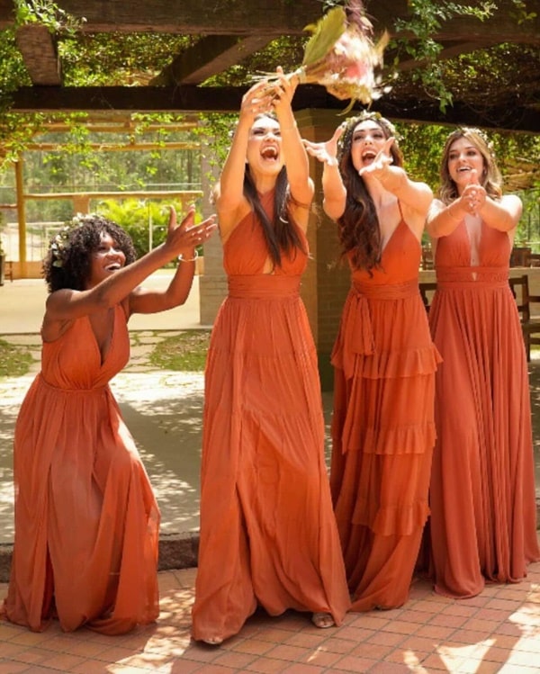 VESTIDO LONGO TERRACOTA: 15 MODELOS PARA MADRINHAS DE CASAMENTO!