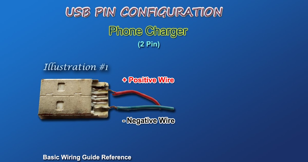 USB Cable Wiring Guide Reference of Generic Phone Charger.
