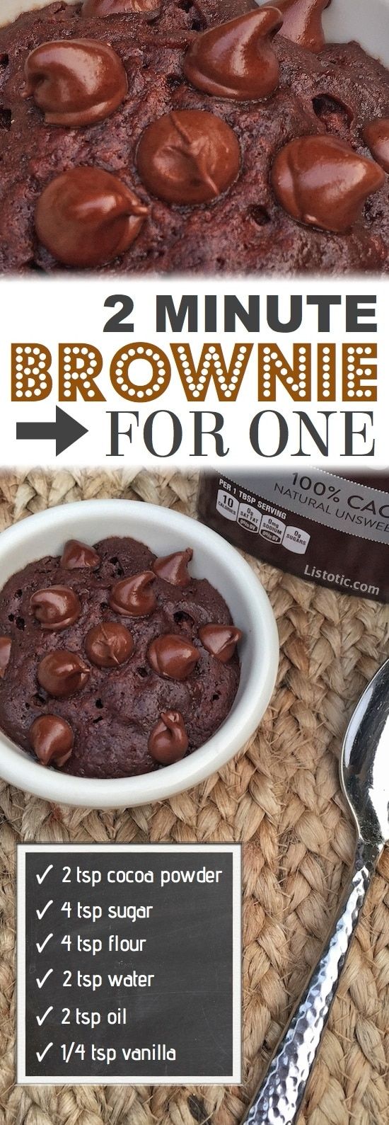 Easy 2 Minute Brownie For One Simple Yummy Recipe