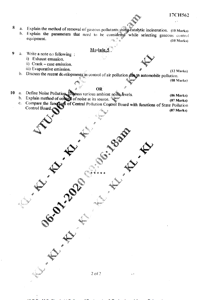 Visvesvaraya Technological University B.E. Chemical Engineering (CBCS