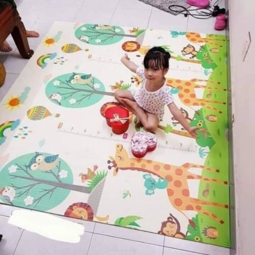 Thảm xốp xpe cho bé gấp gọn tấm lót trải sàn 2 mặt chống thấm chống trơn hàn quốc phủ silicon 1m8 2m