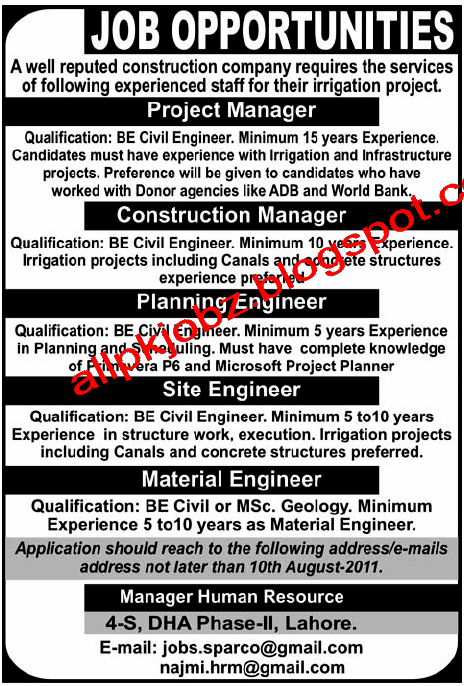 Civil Engineering Jobs In Lahore Jobs In Pakistan Career In Pakistan