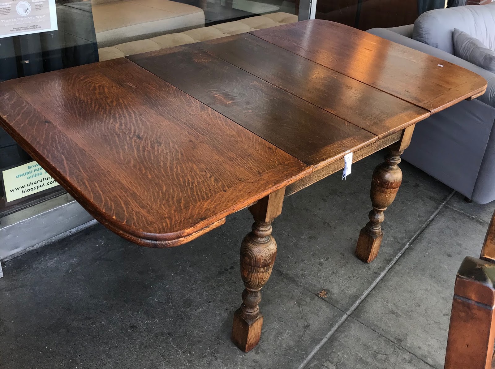 UHURU FURNITURE & COLLECTIBLES SOLD 98989 Tiger Oak Vintage 42” Long