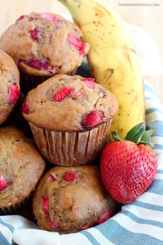 Strawberry Banana Bread Muffins (Dairy-Free with Gluten-Free Option)