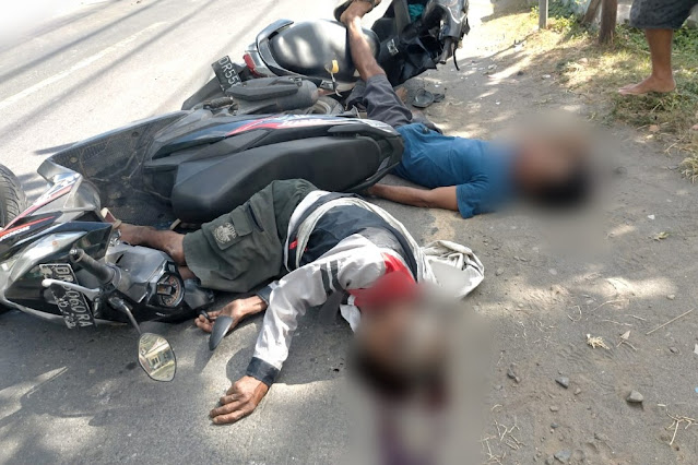 Vario dan Beat tabrakan di Desa Jenggala Lombok Utara