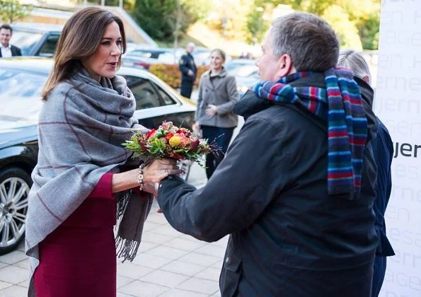 Princess Mary is the patron of Hjernesagen organization. Princess Mary wore red skirt suit, blazer an skirt