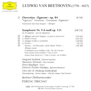 Back - A Legendary Recording Of BEETHOVEN's Ninth Symphony + Egmont Ouverture (1958)