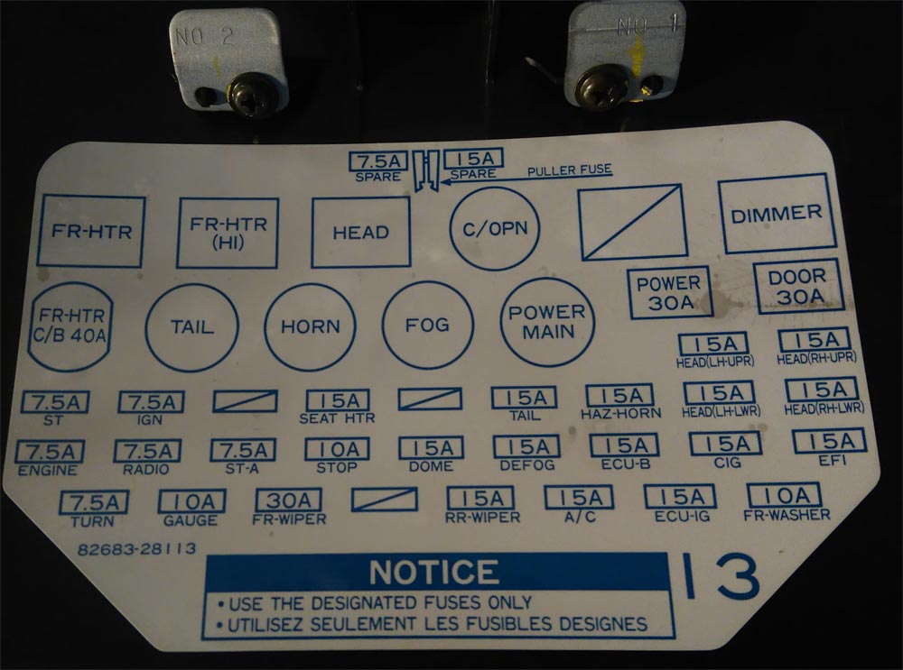 1991 Toyota Previa Fuse Box Diagram