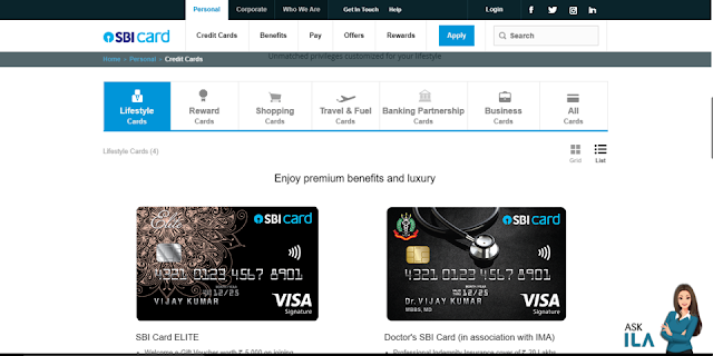 Apply for SBI credit card website