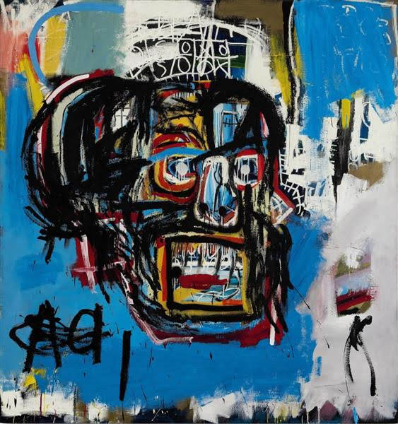 ジャン=ミシェル・バスキアの1982年の顔が一つだけ描かれた無題の絵