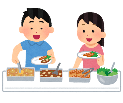 食べ放題バイキングのイラスト