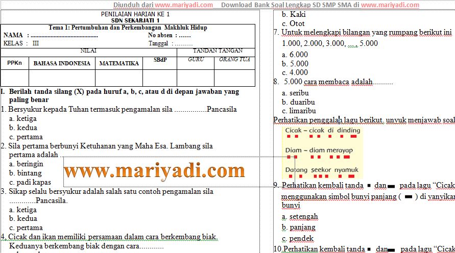 Download Soal Ph Uh Kelas 3 Sd Mi Kurikulum 2013 Tema 7 Subtema 4 Perkembangan Teknologi Transportasi Mariyadi Com