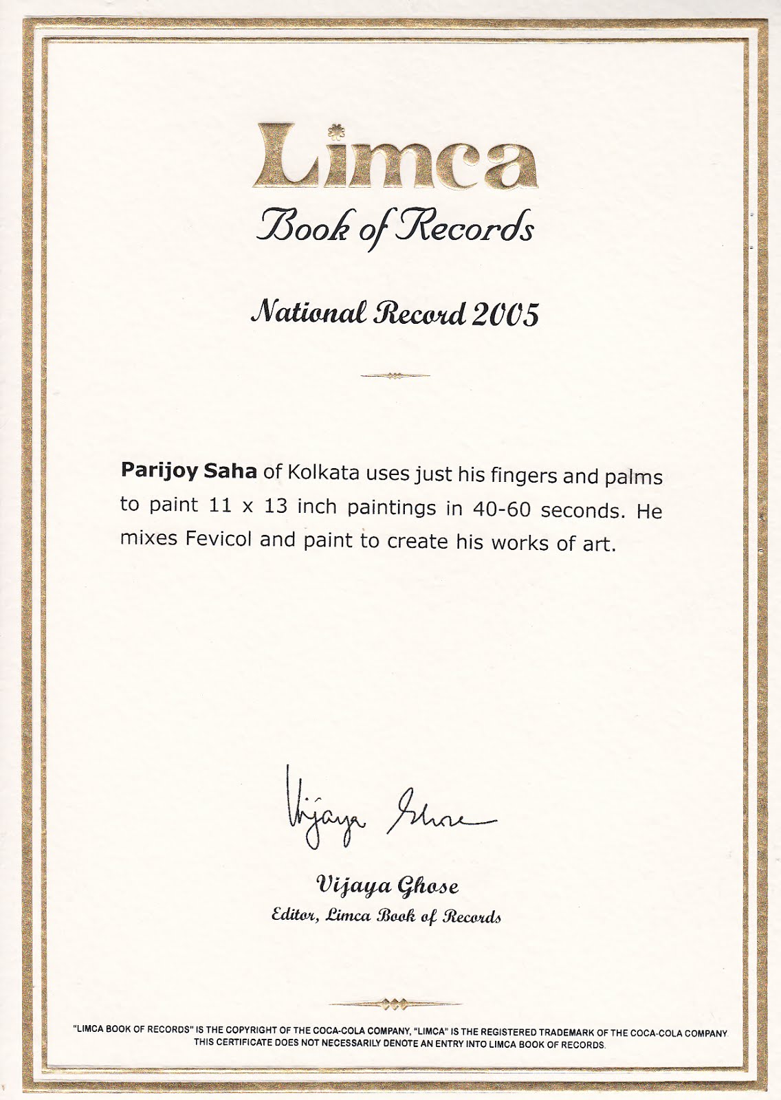 Limca Book of Records Fastest Paintings