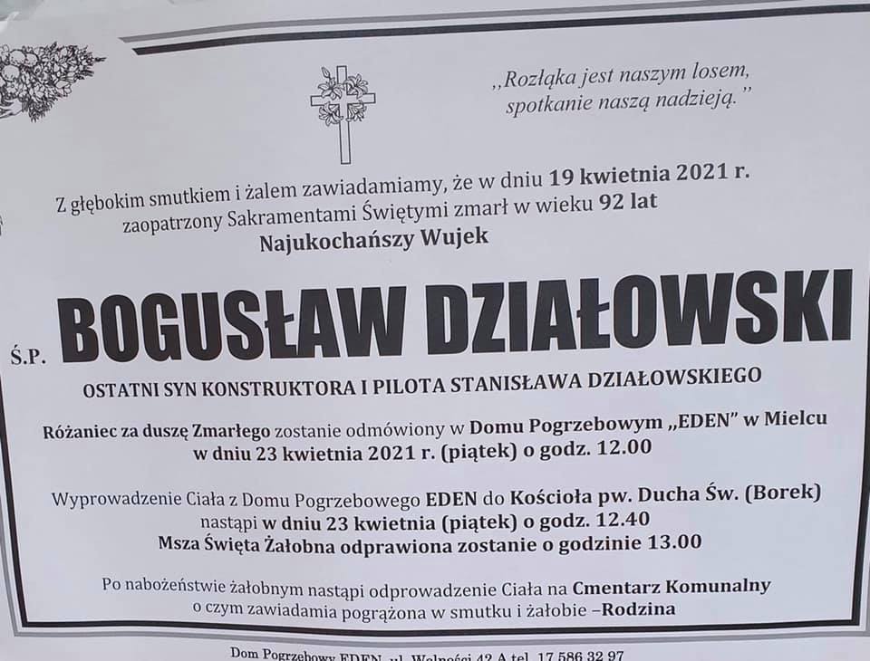 Nie żyje Bogusław Działowski, syn legendy lotnictwa