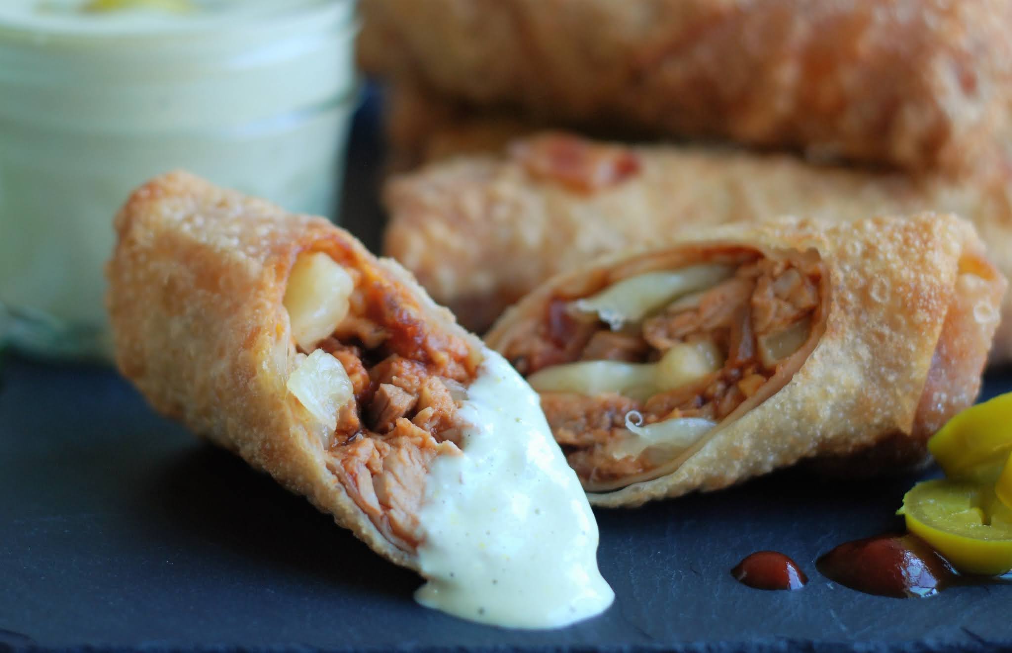 Fleur De-Lectable: Cheesy Chicken Bacon BBQ Egg Rolls with Pickled ...