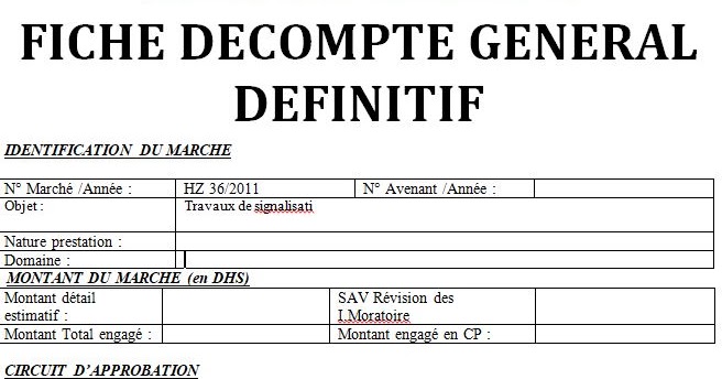 Exemple De Fiche De Décompte Général Définitif Et Provisoire Doc