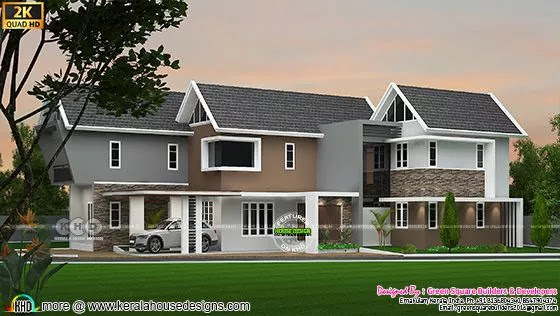 sloping roof style house 2366 sq-ft