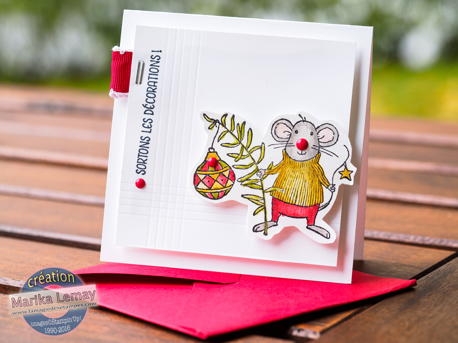 La Magie des Étampes: Carte toute mignonne avec Souris de Noël Stampin' Up!