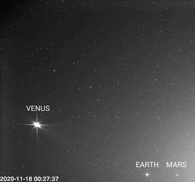 ESA and NASA’s Solar Orbiter took these images of Venus Earth and Mars on Nov 1, 2020