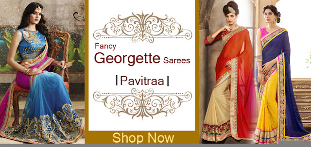 Women wear fancy designer georgette sarees online shopping collection in low cost for marriage reception engagement in free shipping service