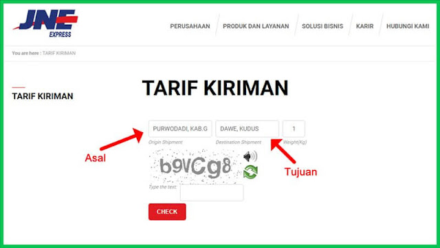 Cek tarif pengiriman lewat JNE