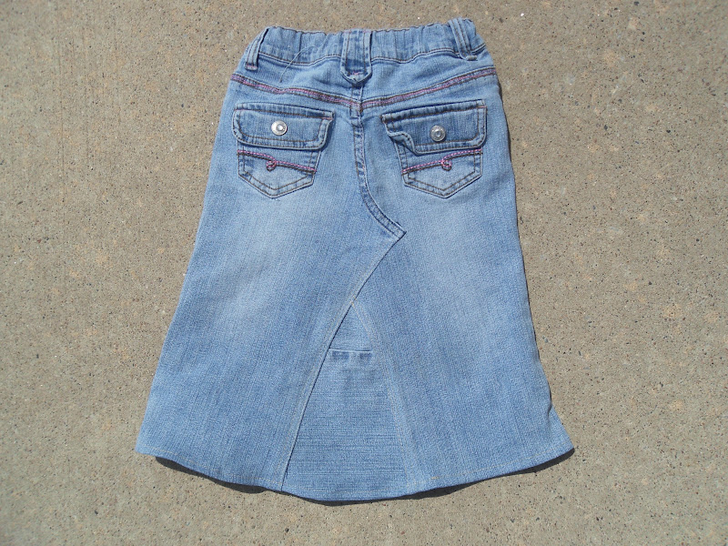 Simple Joy Crafting Little Girl Jean Skirt (From Embroidered Jeans)