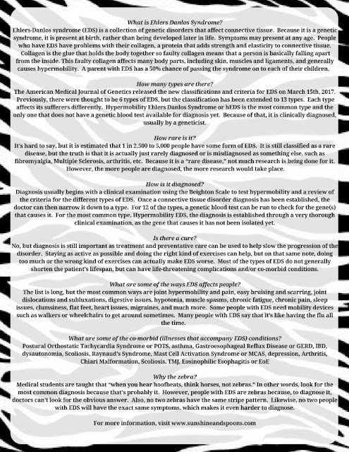 Ehlers Danlos Syndrome EDS Awareness Sheet