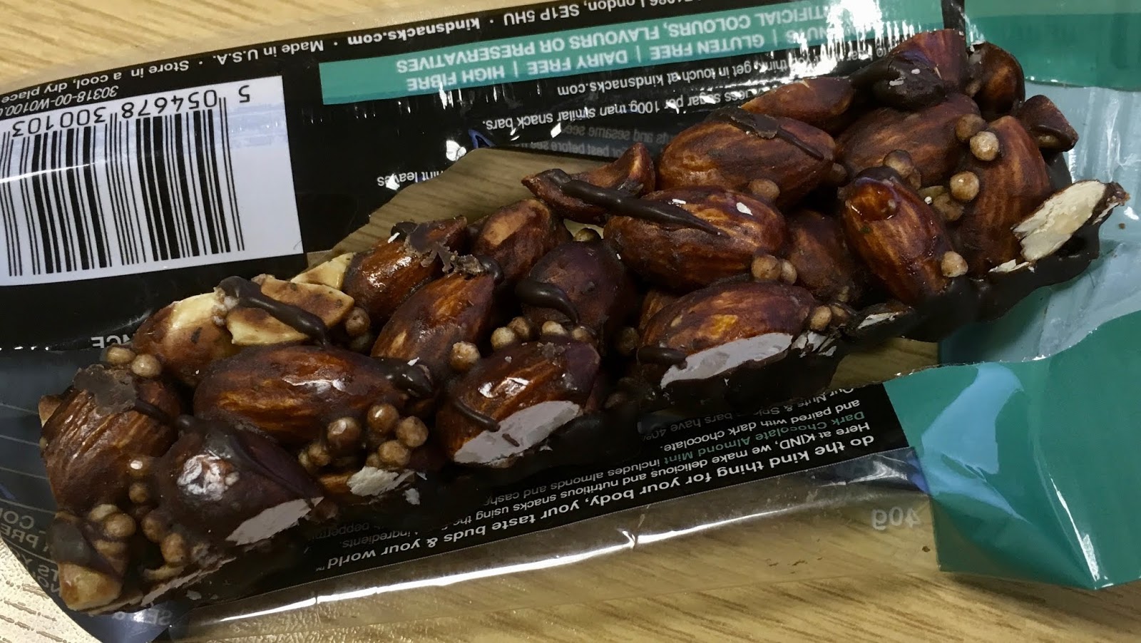 FOODSTUFF FINDS KIND Dark Chocolate Almond Mint Bar (Waitrose) By Cinabar