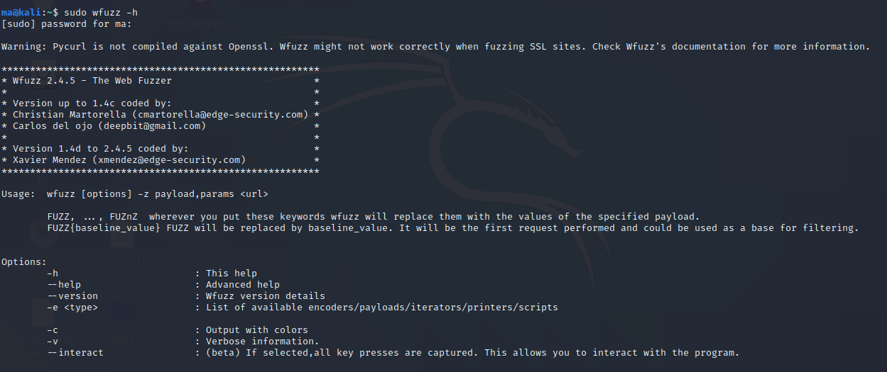 WFUZZ İLE Fuzzing işlemi – Muhammed AYGÜN