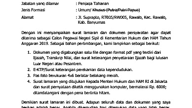 Contoh Surat Lamaran Dan Peryataan Untuk Di Unggah Pendaftar