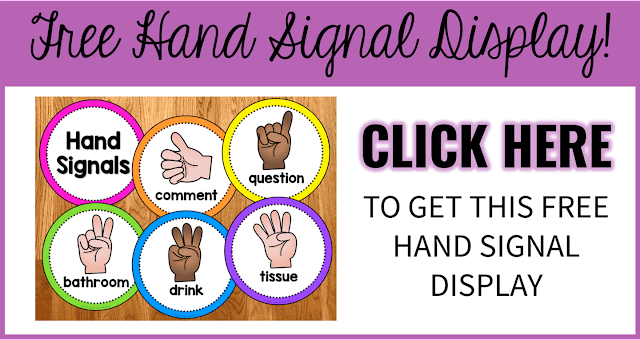 Offer of FREE hand signals display with text, "Click here to get this free hand signals display."