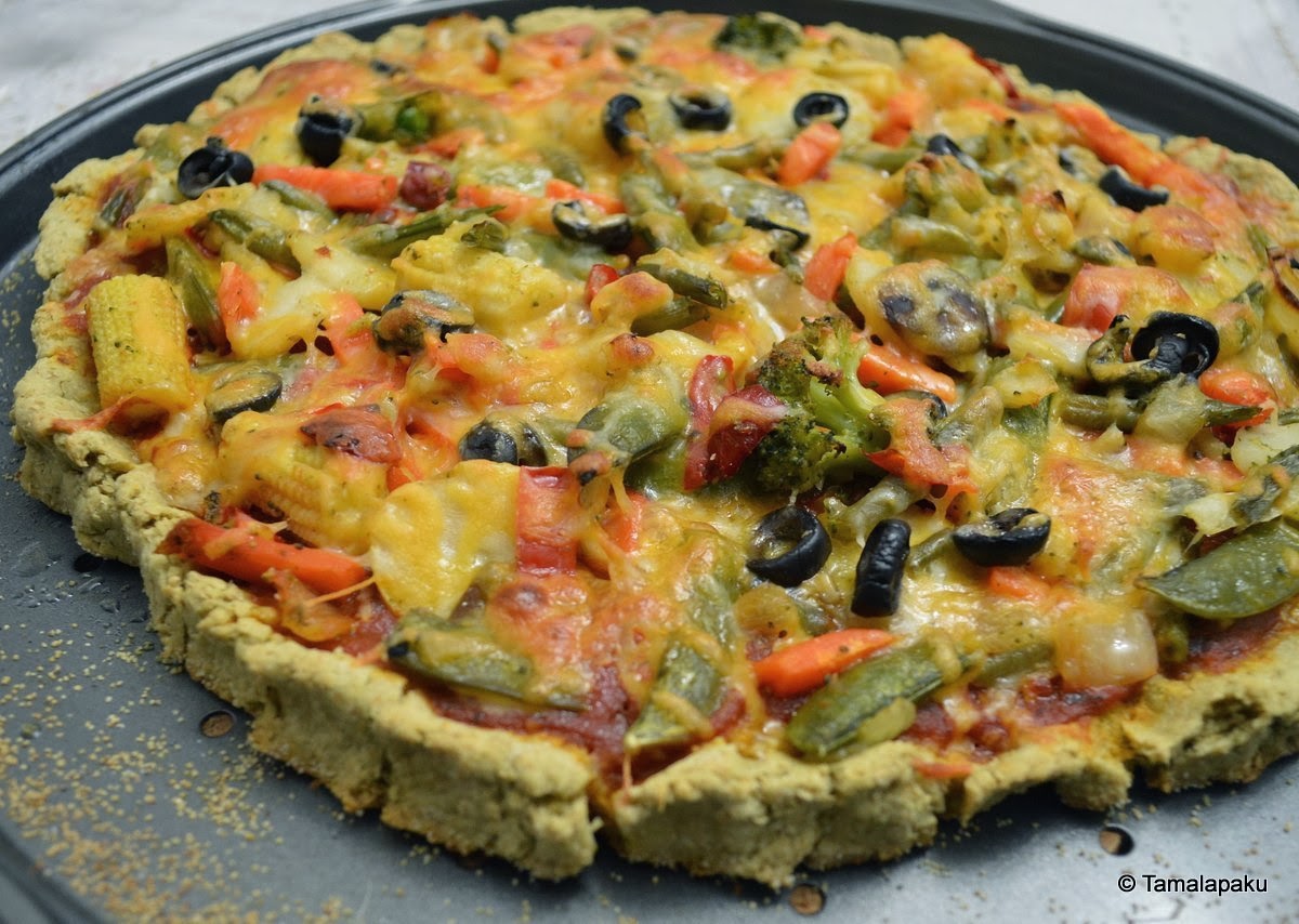 Stir Fry Vegetable Pizza with Oat Bran Crust Tamalapaku